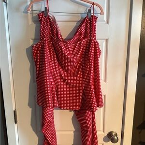 SHEIN Red and White Checkered Top